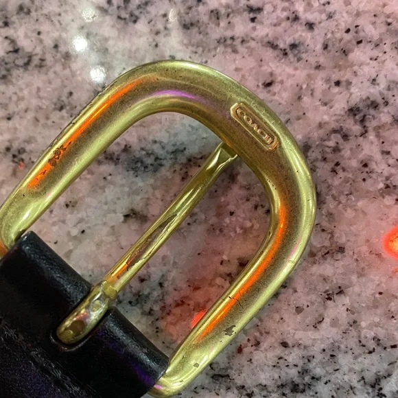 Coach Vintage Black Braided Leather Belt with Gold Buckle size 34 - Picture 4 of 5